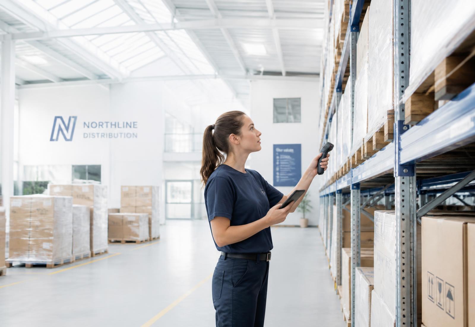 Warehouse operator scanning inventory